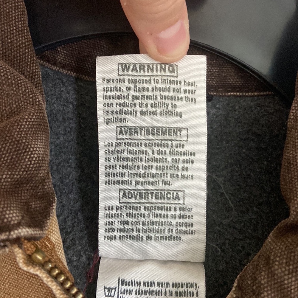 Boy's Vintage Carhartt Brown Canvas Zip Up Fleece Lined Jacket size Medium 8 - Picture 14 of 15